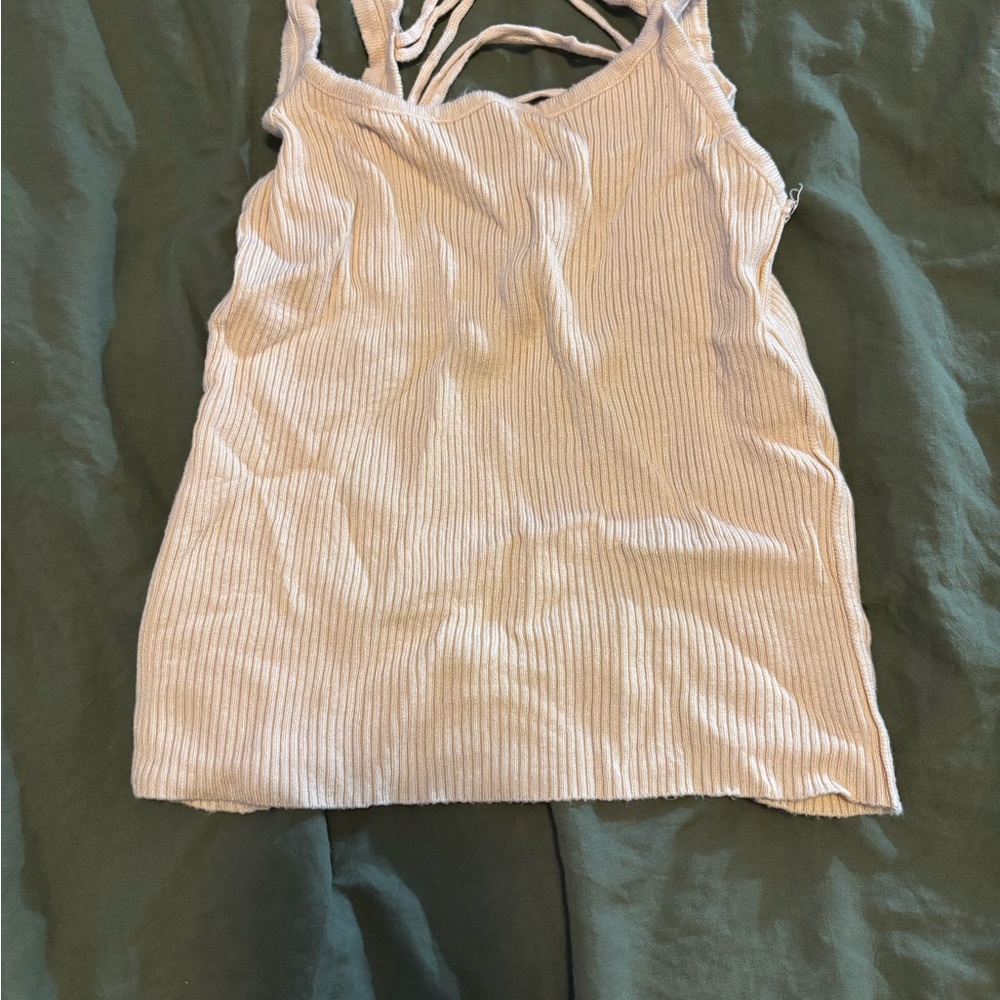 Women's Cream Ribbed Tank Top
